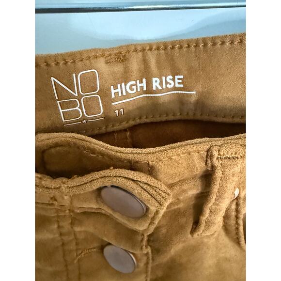 NOBO High Rise Faux Suede Mini Skirt Button Front Brown Size 11 - Picture 3 of 6